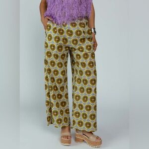 ODEEH cotton printed wide leg pants S